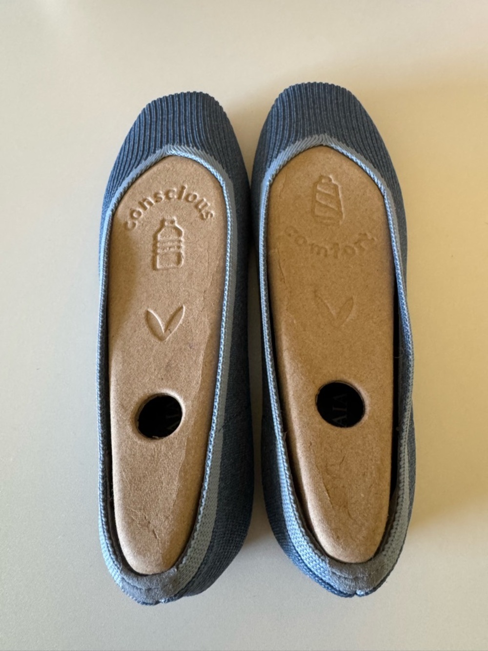 Vivaia Square-Toe V-Cut Flats (Margot 2.0) Denim Blue 39.5 US 8.5 - Picture 2 of 5